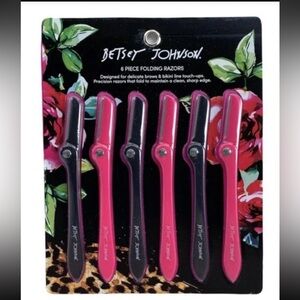 Betsy Johnson 6 Piece Folding Razors For Delicate Brows & Bikini Line NIB